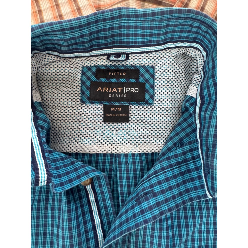 Lot of 2 Ariat Pro Series Mens Fitted Plaid Long Sleeve Button Down Shirts SZ M - Picture 3 of 15